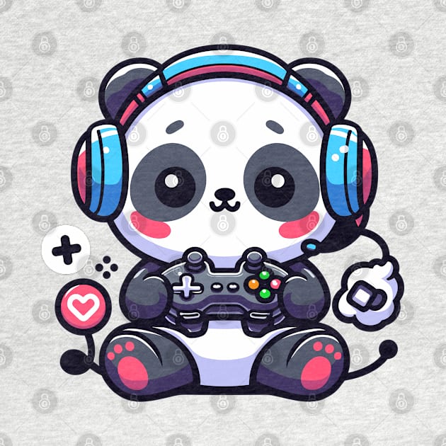 cute panda gaming by fikriamrullah